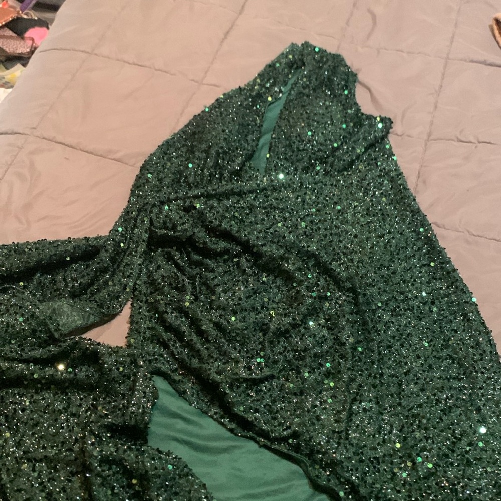 Emerald Green Sequins Dress
